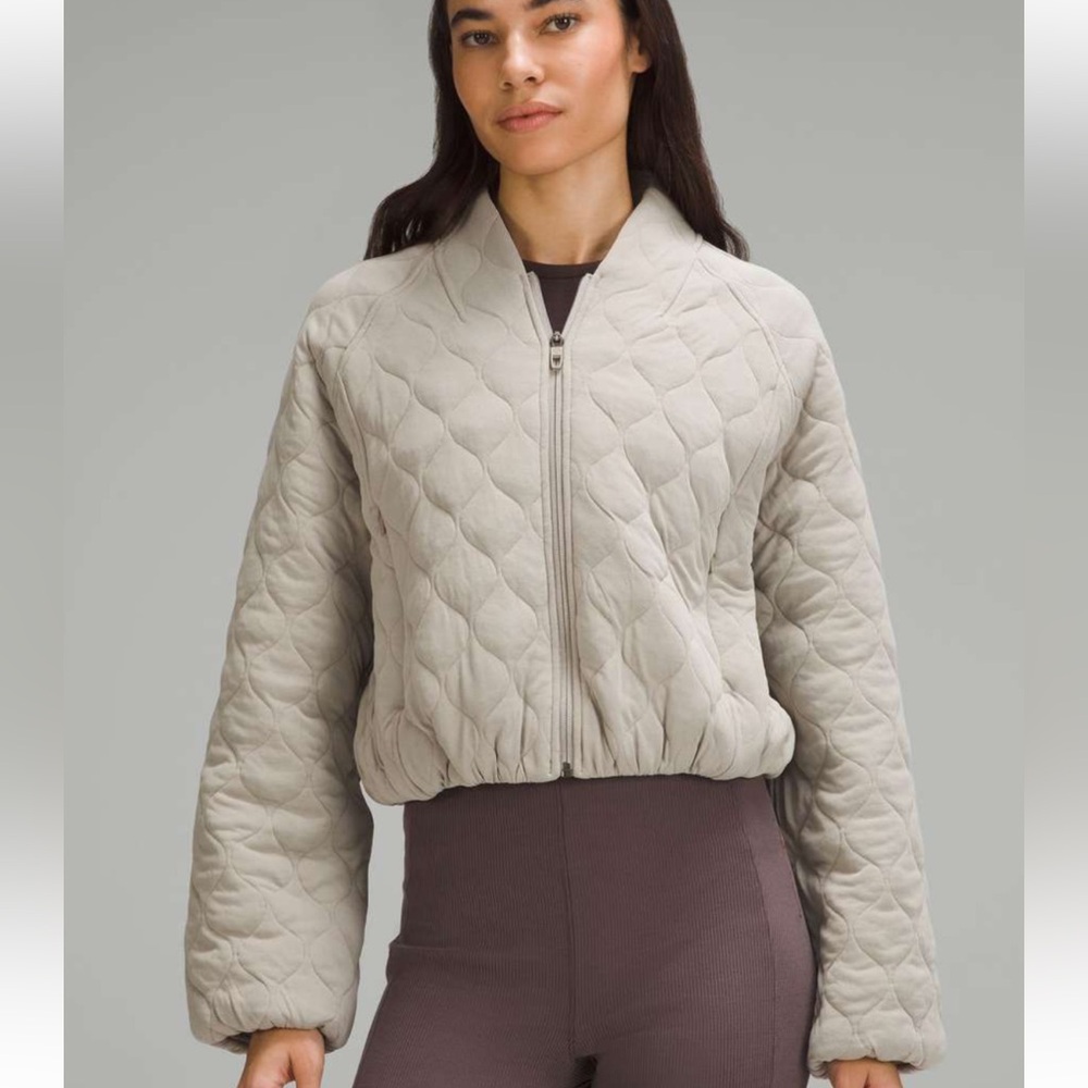 Lululemon Quilted Bomber Jacket Riverstone Size 8 - Picture 2 of 9
